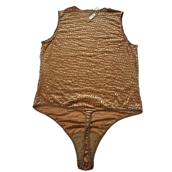SKIMS Velvet Burnout Logo Bodysuit Chai 2X - Picture 3 of 12